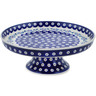 Polish Pottery Cake Stand 10&quot; Peacock Forget-me-not