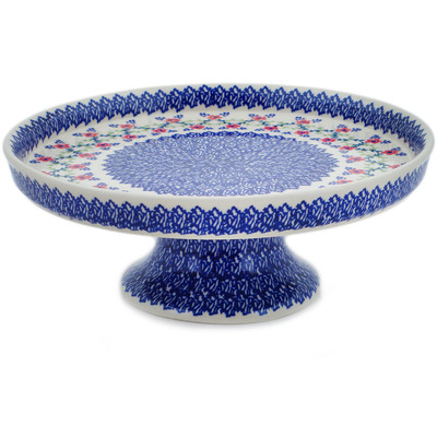 Polish Pottery Cake Stand 10&quot; Rings Of Happiness