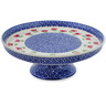 Polish Pottery Cake Stand 10&quot; Wind-blown Poppies