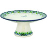 Polish Pottery Cake Stand 12&quot; Green Flora