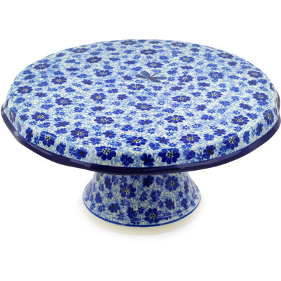 Polish Pottery Cake Stand 12&quot; Misty Dragonfly