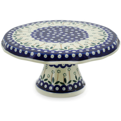 Polish Pottery Cake Stand 12&quot; Springing Daisies