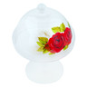 Glass Cake Stand 9&quot; Red Rose