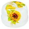 Glass Cake Stand with Cover 9&quot; Frosty Sunflower