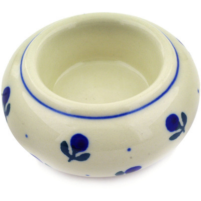 Polish Pottery Candle Holder 3&quot; Blue Buds