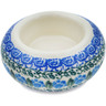 Polish Pottery Candle Holder 3&quot; Blue Daisy Bouquet UNIKAT