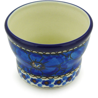 Polish Pottery Candle Holder 3&quot; Cobalt Poppies UNIKAT