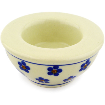 Polish Pottery Candle Holder 3&quot; Daisy Dots