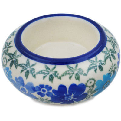 Polish Pottery Candle Holder 3&quot; Fields Of Blue UNIKAT