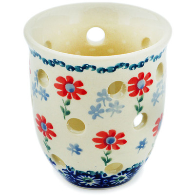 Polish Pottery Candle Holder 3&quot; Full Blossom