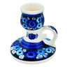 faience Candle Holder 4&quot; Cobalt Flowers