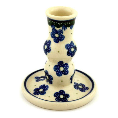 Polish Pottery Candle Holder 4&quot; Falling Daisies