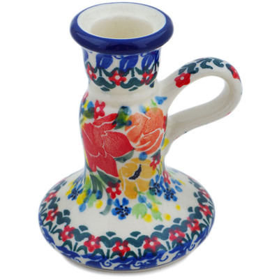 Polish Pottery Candle Holder 4&quot; Lovely Surprise UNIKAT