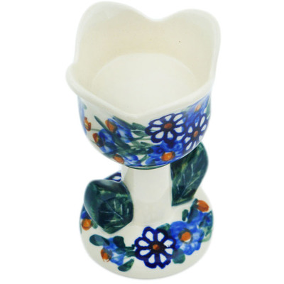 Polish Pottery Candle Holder 4&quot; Poppy Daisy Spray