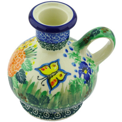 Polish Pottery Candle Holder 4&quot; Spring Garden UNIKAT