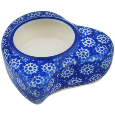 Polish Pottery Candle Holder 4&quot; Winter Frost