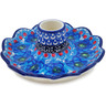 Polish Pottery Candle Holder 5&quot; Blueberry Flowers UNIKAT