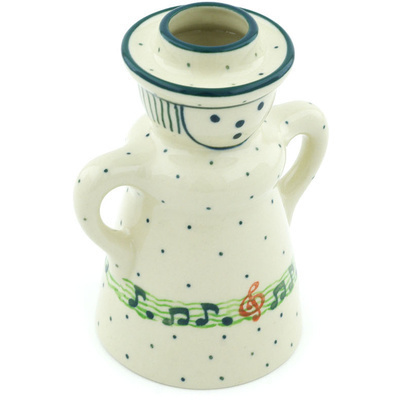 Polish Pottery Candle Holder 5&quot; Musical Dance