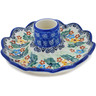 Polish Pottery Candle Holder 5&quot; Orange Wreath UNIKAT