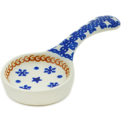 Polish Pottery Candle Holder 5&quot; Winter Snow