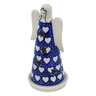 Polish Pottery Candle Holder 6&quot; Heart&#039;s Full Of Love