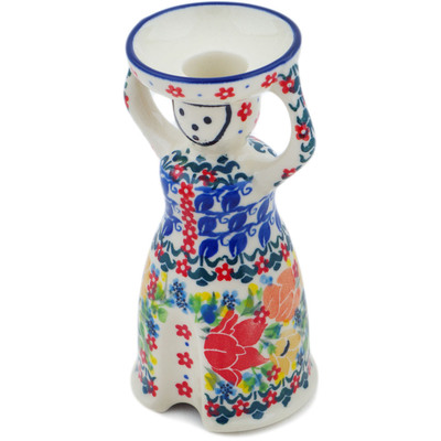 Polish Pottery Candle Holder 6&quot; Lovely Surprise UNIKAT