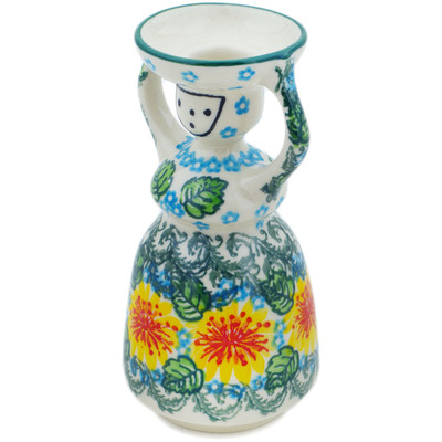 Polish Pottery Candle Holder 6&quot; Marigold Chain UNIKAT