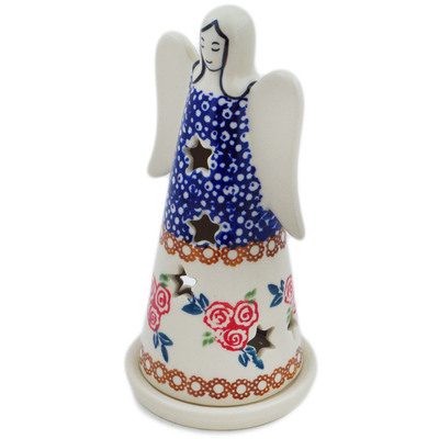 Polish Pottery Candle Holder 6&quot; Radiant Roses