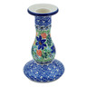Polish Pottery Candle Holder 6&quot; Sapphire Lilies UNIKAT