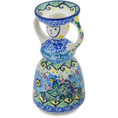 Polish Pottery Candle Holder 6&quot; Summer Garden UNIKAT