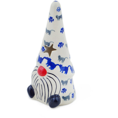 Polish Pottery Candle Holder 7&quot; Boo Boo Kitty Paws