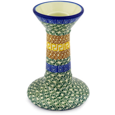 Polish Pottery Candle Holder 7&quot; Grecian Sea