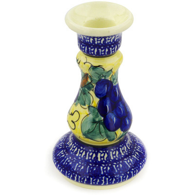 Polish Pottery Candle Holder 7&quot; Tuscan Grapes