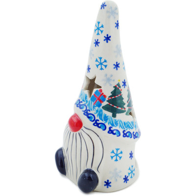 Polish Pottery Candle Holder 7&quot; Winter Gnome