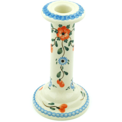 Polish Pottery Candle Holder 8&quot; Cherry Blossoms