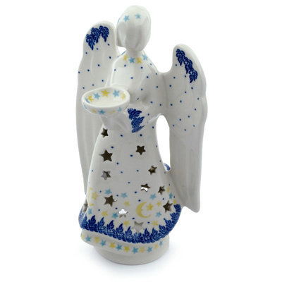 Polish Pottery Candle Holder 9&quot; Kittens Of The Heart