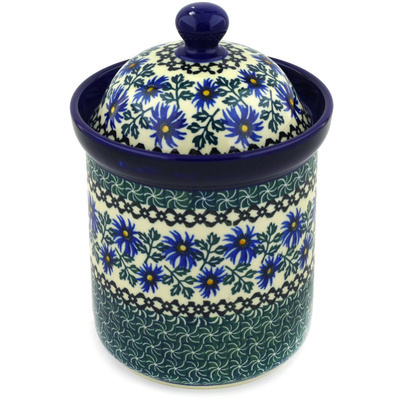 Polish Pottery Canister 8&quot; Blue Chicory