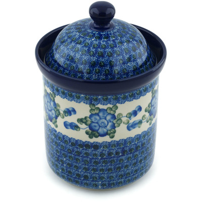 Polish Pottery Canister 8&quot; Blue Poppies