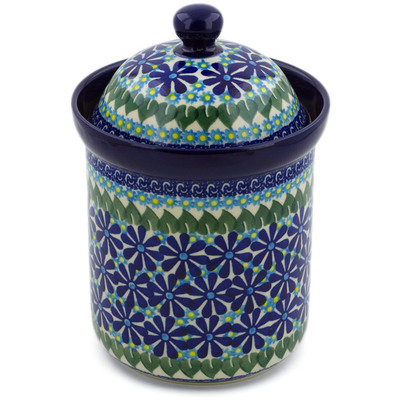 Polish Pottery Canister 8&quot; Deep Blue Astrid UNIKAT