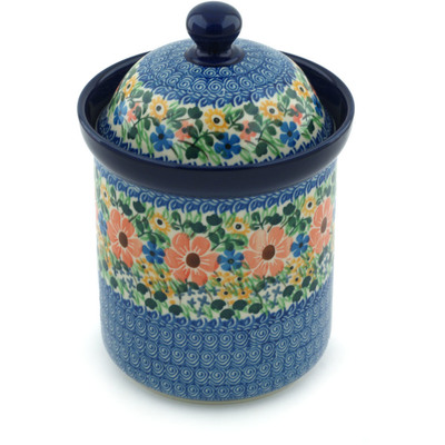 Polish Pottery Canister 8&quot; May Flowers UNIKAT