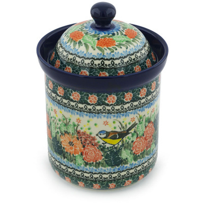 Polish Pottery Canister 8&quot; Robbin&#039;s Meadow UNIKAT