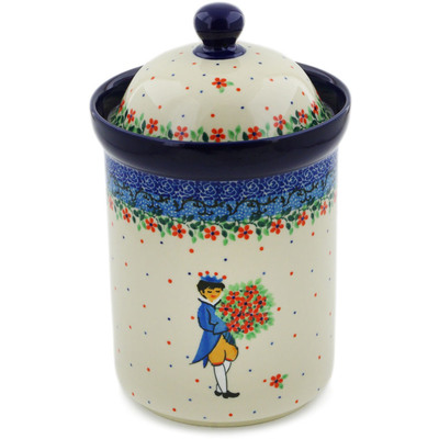 Polish Pottery Canister 9&quot; Charming Prince UNIKAT