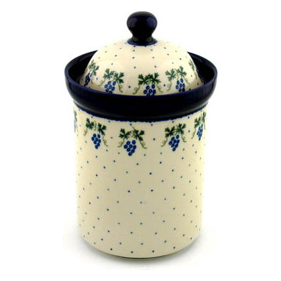 Polish Pottery Canister 9&quot; Grape Vines