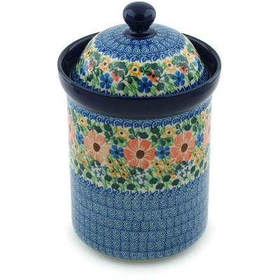 Polish Pottery Canister 9&quot; May Flowers UNIKAT