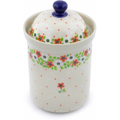 Polish Pottery Canister 9&quot; Poppy Flower