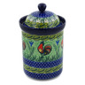 Polish Pottery Canister 9&quot; Rooster Parade UNIKAT