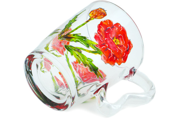 Glass 11 oz Cappuccino Glass Frosty Poppies