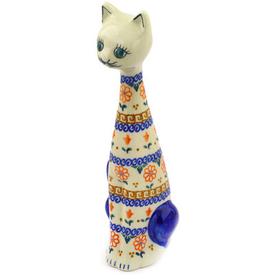 Polish Pottery Cat Figurine 10&quot; Amarillo