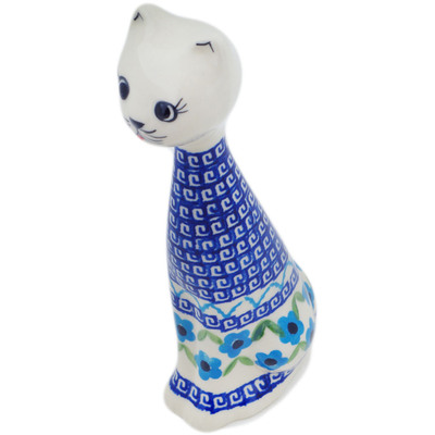 Polish Pottery Cat Figurine 10&quot; Greek Daisies