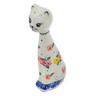 Polish Pottery Cat Figurine 10&quot; Hibiscus Splendor